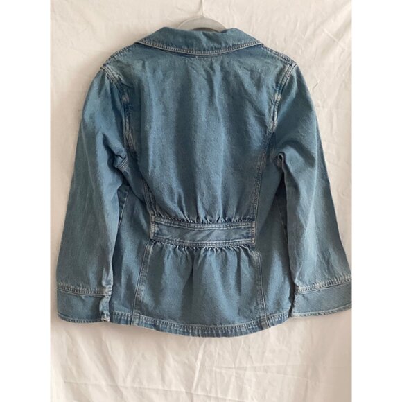 VTG JJill Out of the Blue Denim Jacket Button Down Front Waist Pockets Ruffle S - Picture 13 of 16
